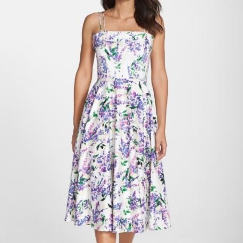 Floral Print Fit & Flare Midi Sun Dress